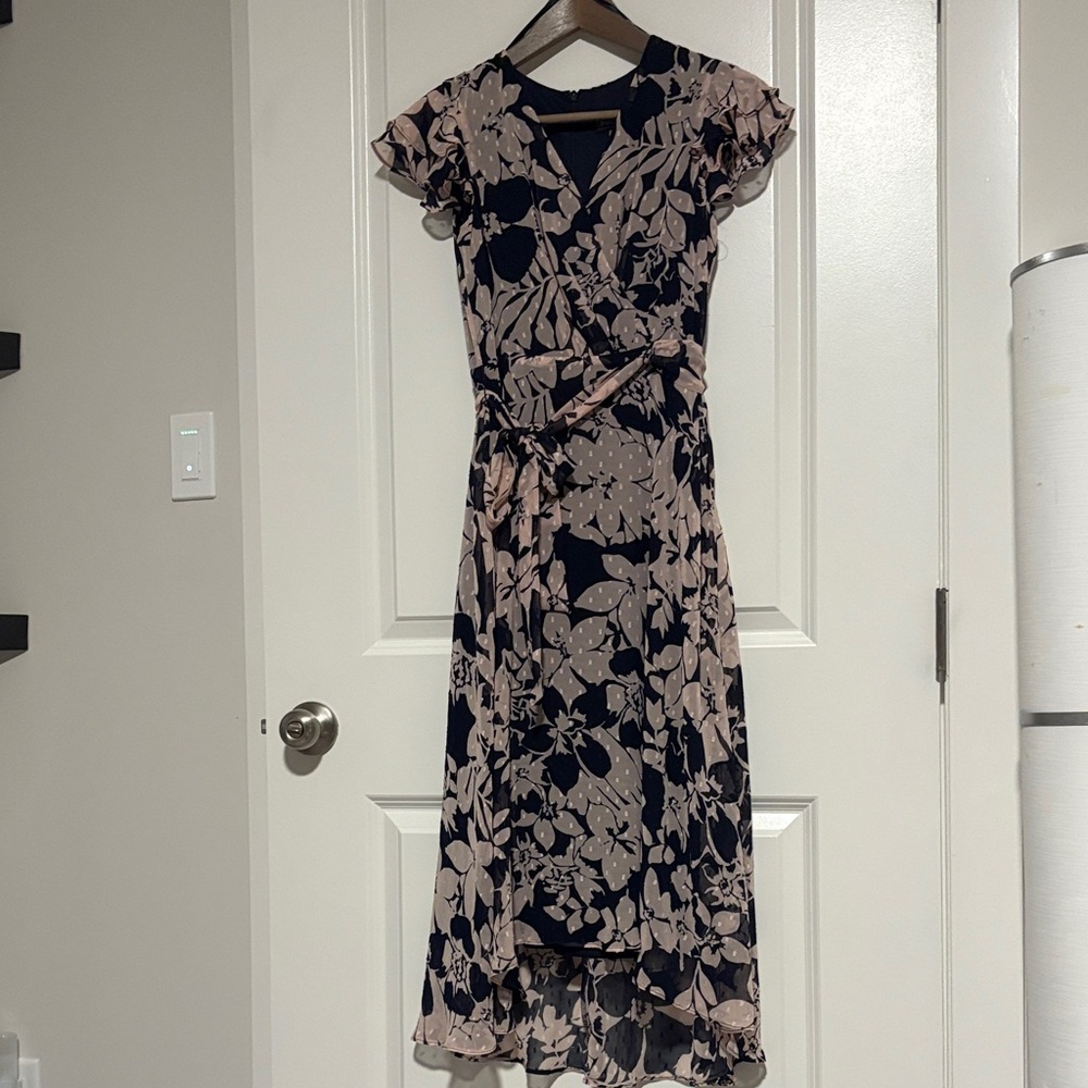 Jessica Howard Navy and Blush Floral High Low Dress